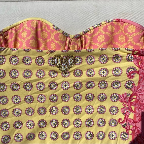 VDP beach collection Italian mini yellow pink dress xs - Picture 11 of 11